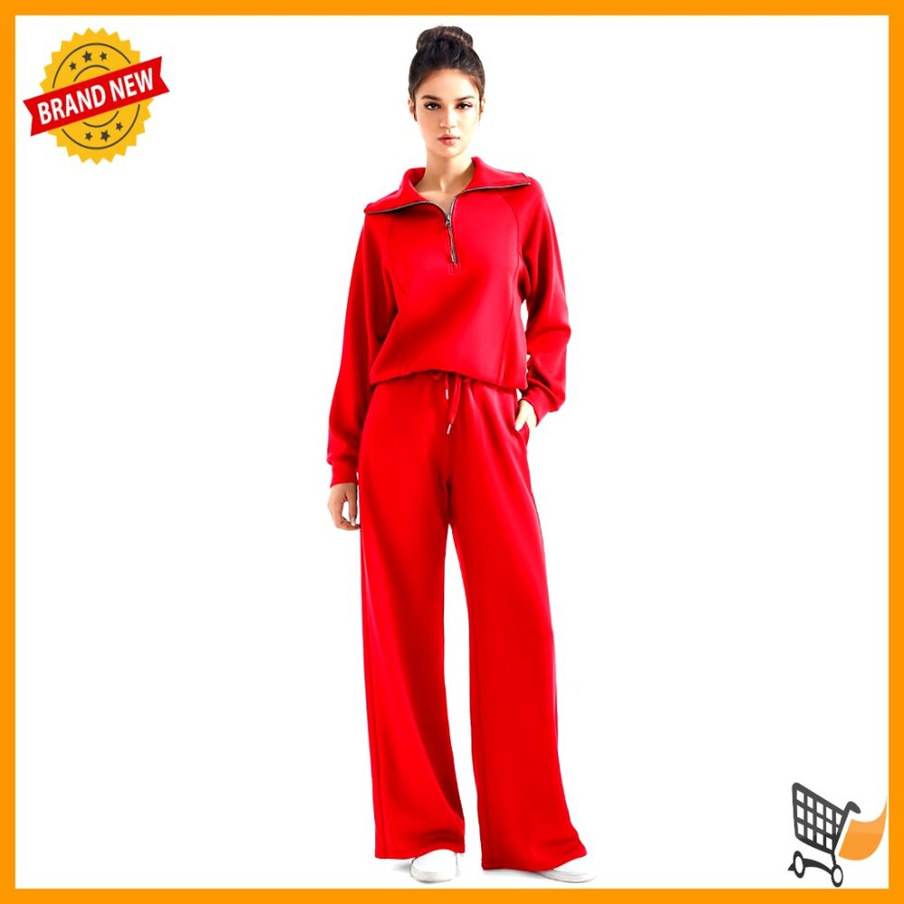 Oversized Half Zip Sweatshirt Wide Leg Sweatpants Matching Set Ultra Soft Modal